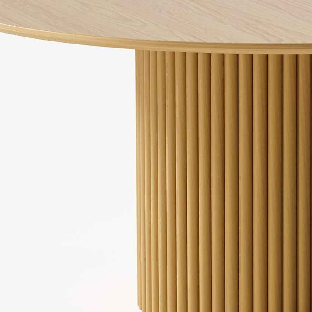 60" Natural Wood Pedestal Base Round Top Dining Table