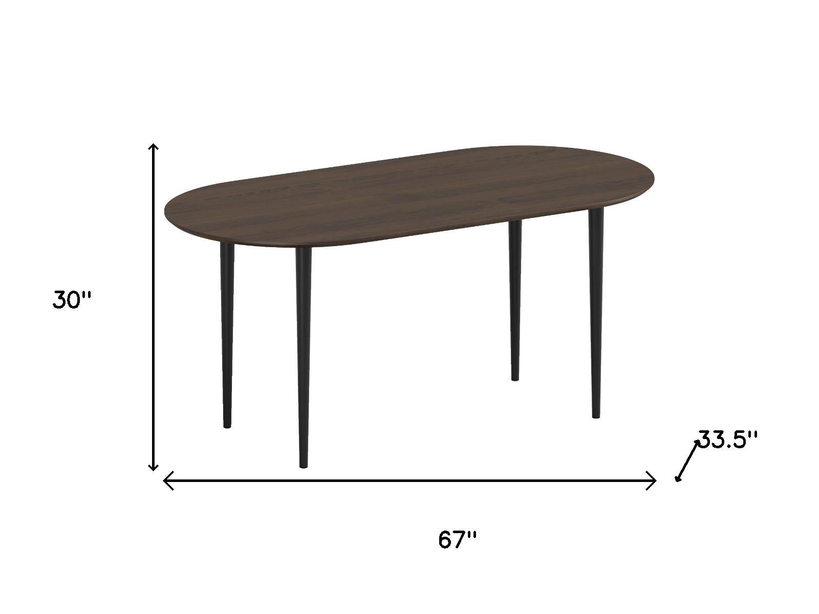 67" Walnut Solid Wood Mirrored Double Pedestal Base Oval Dining Table Default Title