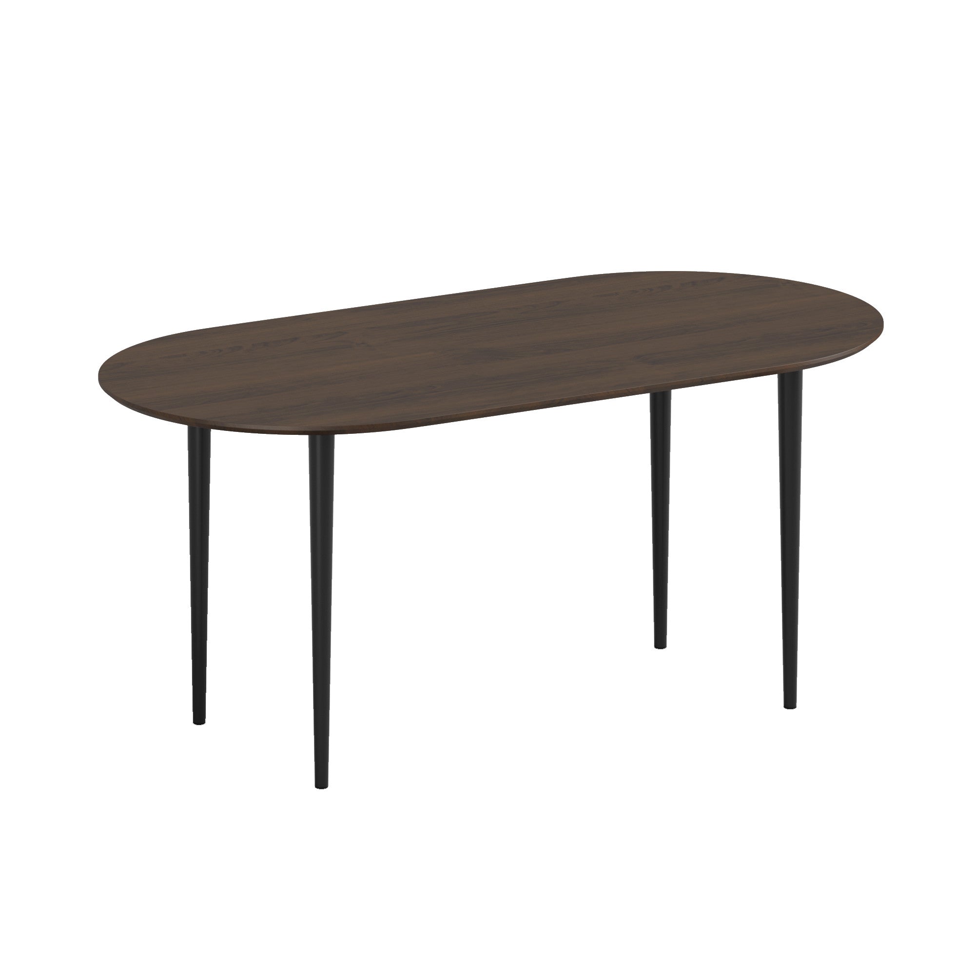 67" Walnut Solid Wood Mirrored Double Pedestal Base Oval Dining Table