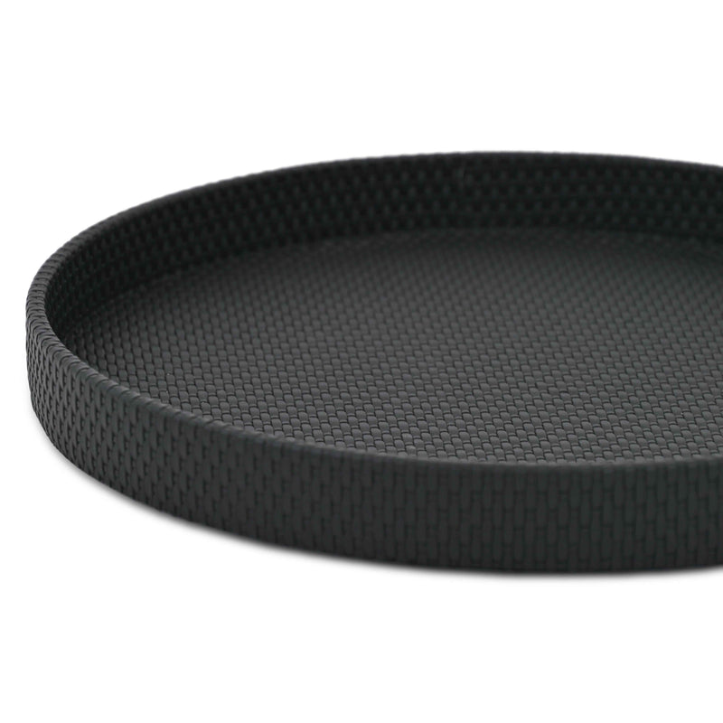 15" Black Handmade Round Serving Tray