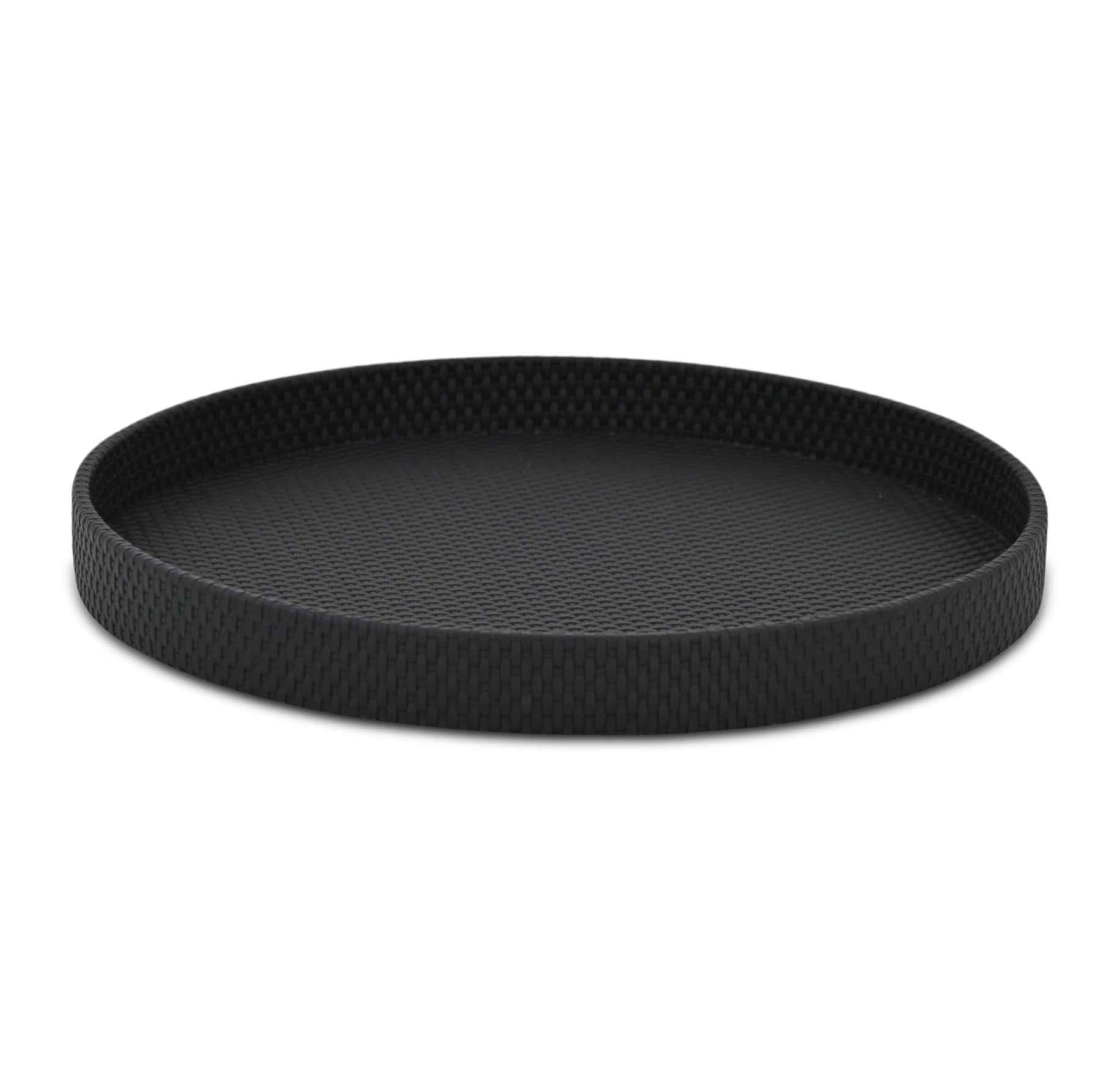 15" Black Handmade Round Serving Tray