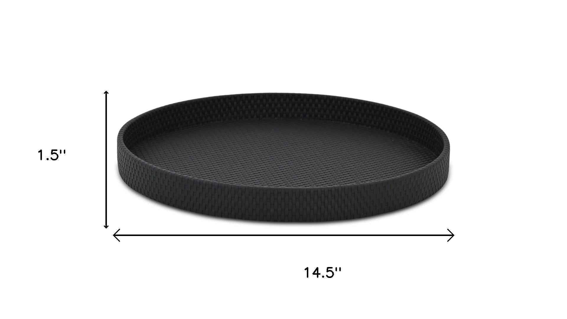 15" Black Handmade Round Serving Tray