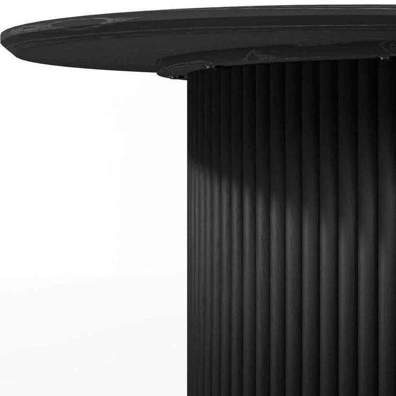 67" Black Wood Double Pedestal Base Oval Dining Table