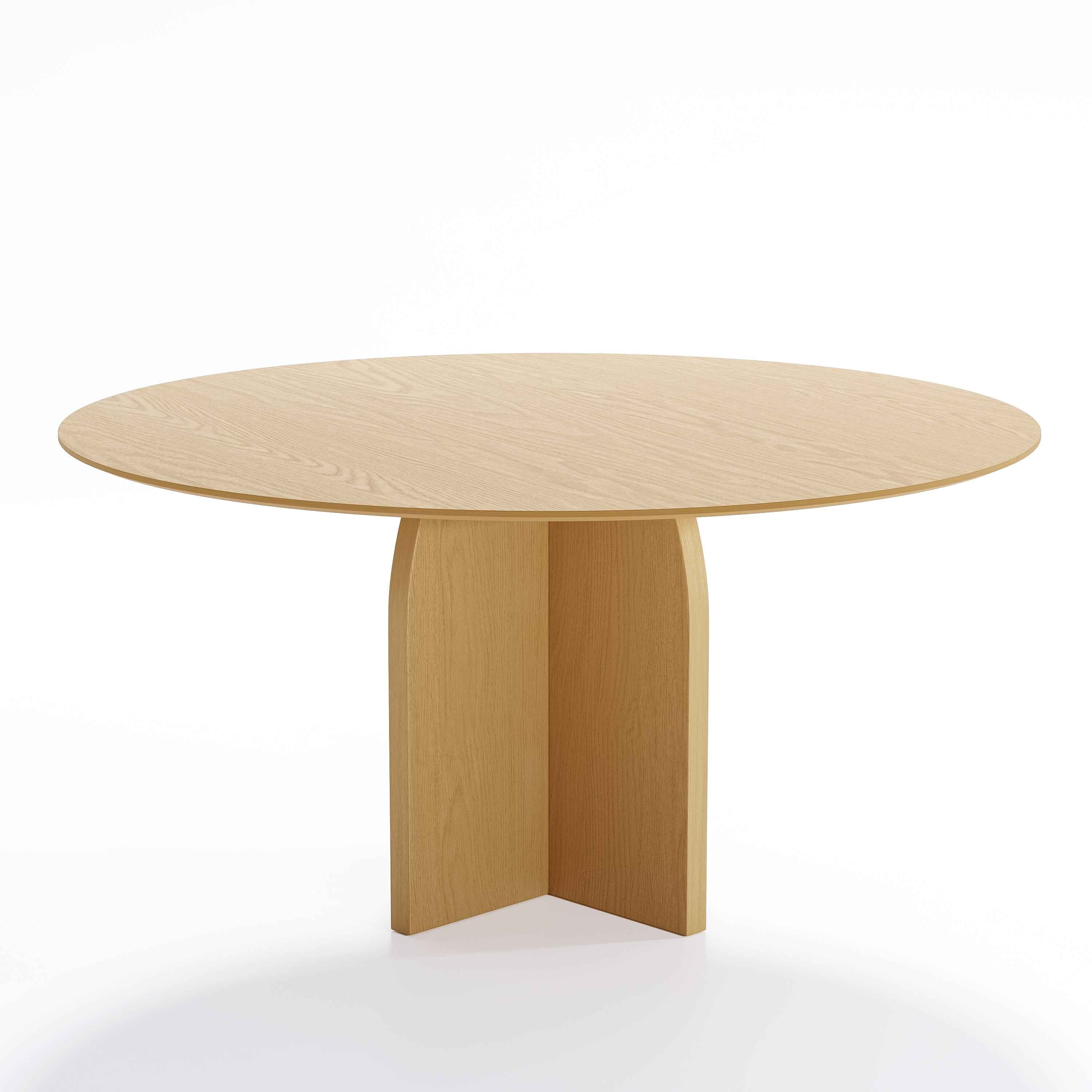 58" Beige Solid Wood Pedestal Base Round Top Dining Table