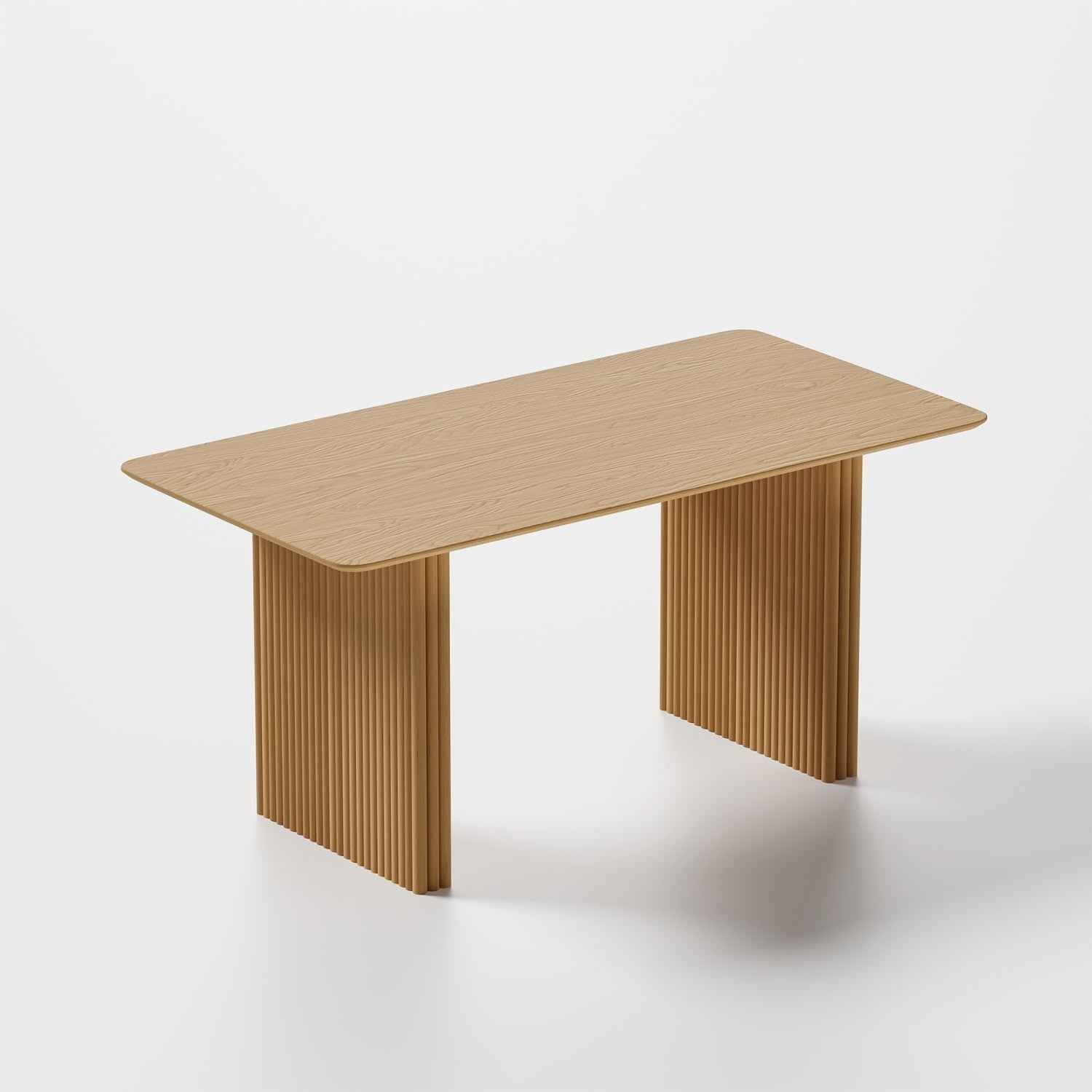 67" Natural Wood Double Pedestal Base Dining Table