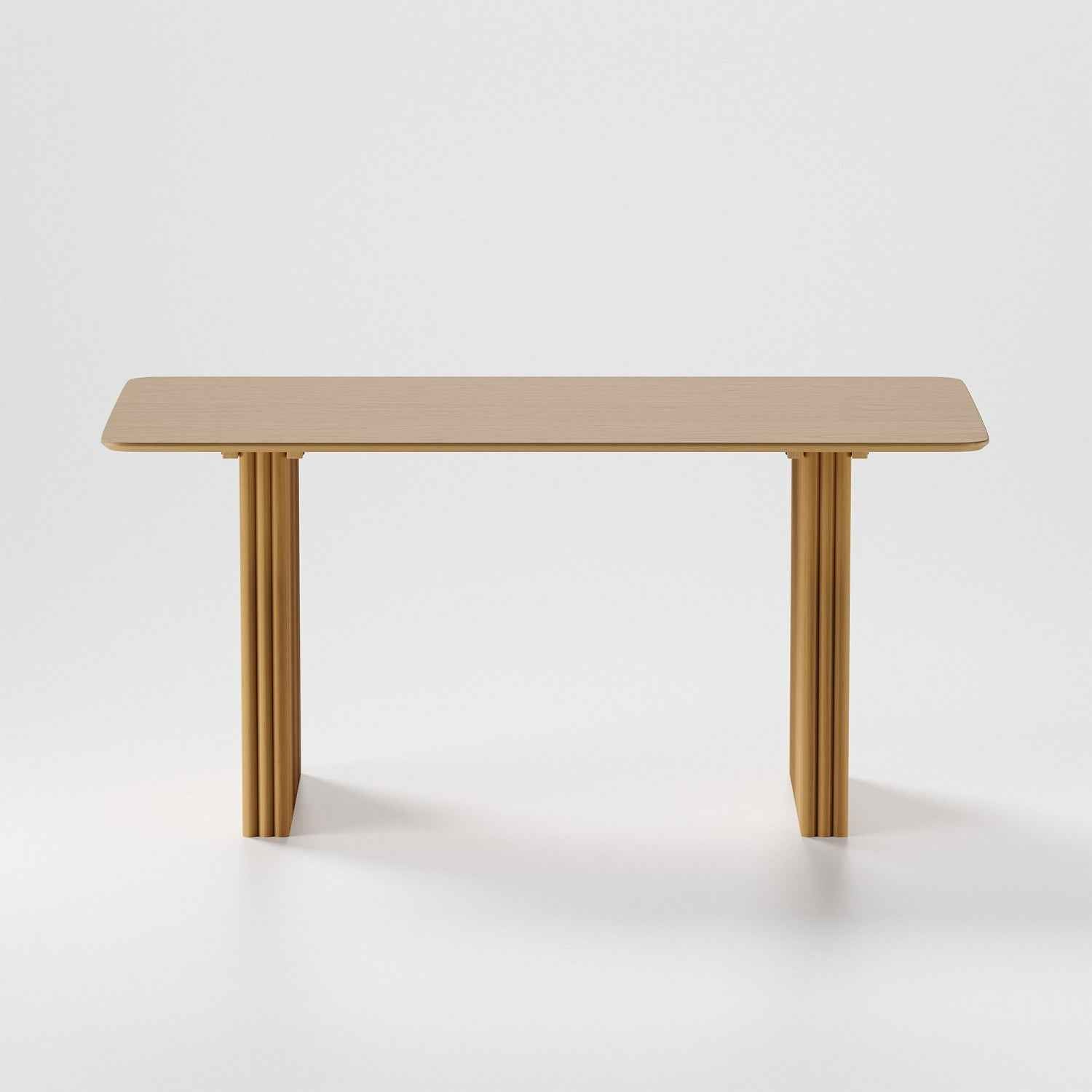 67" Natural Wood Double Pedestal Base Dining Table