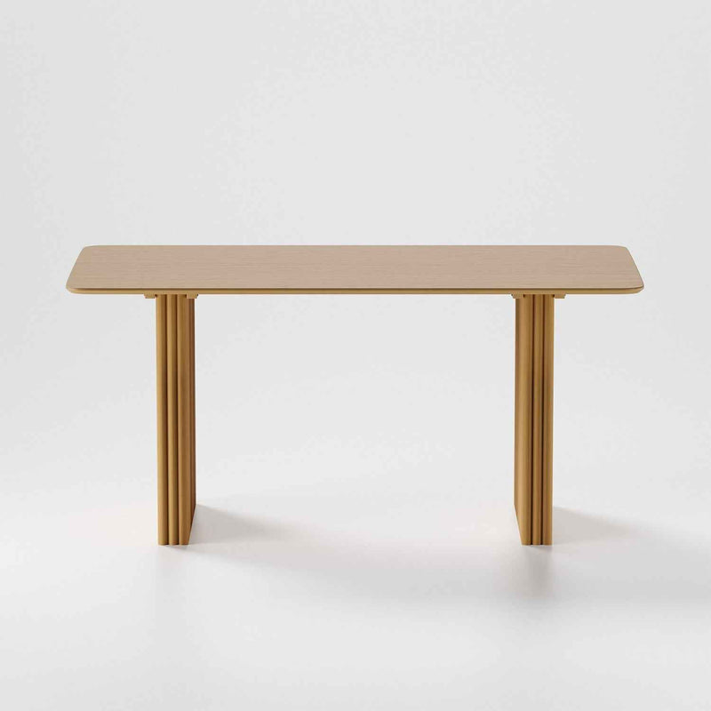 67" Natural Wood Double Pedestal Base Dining Table