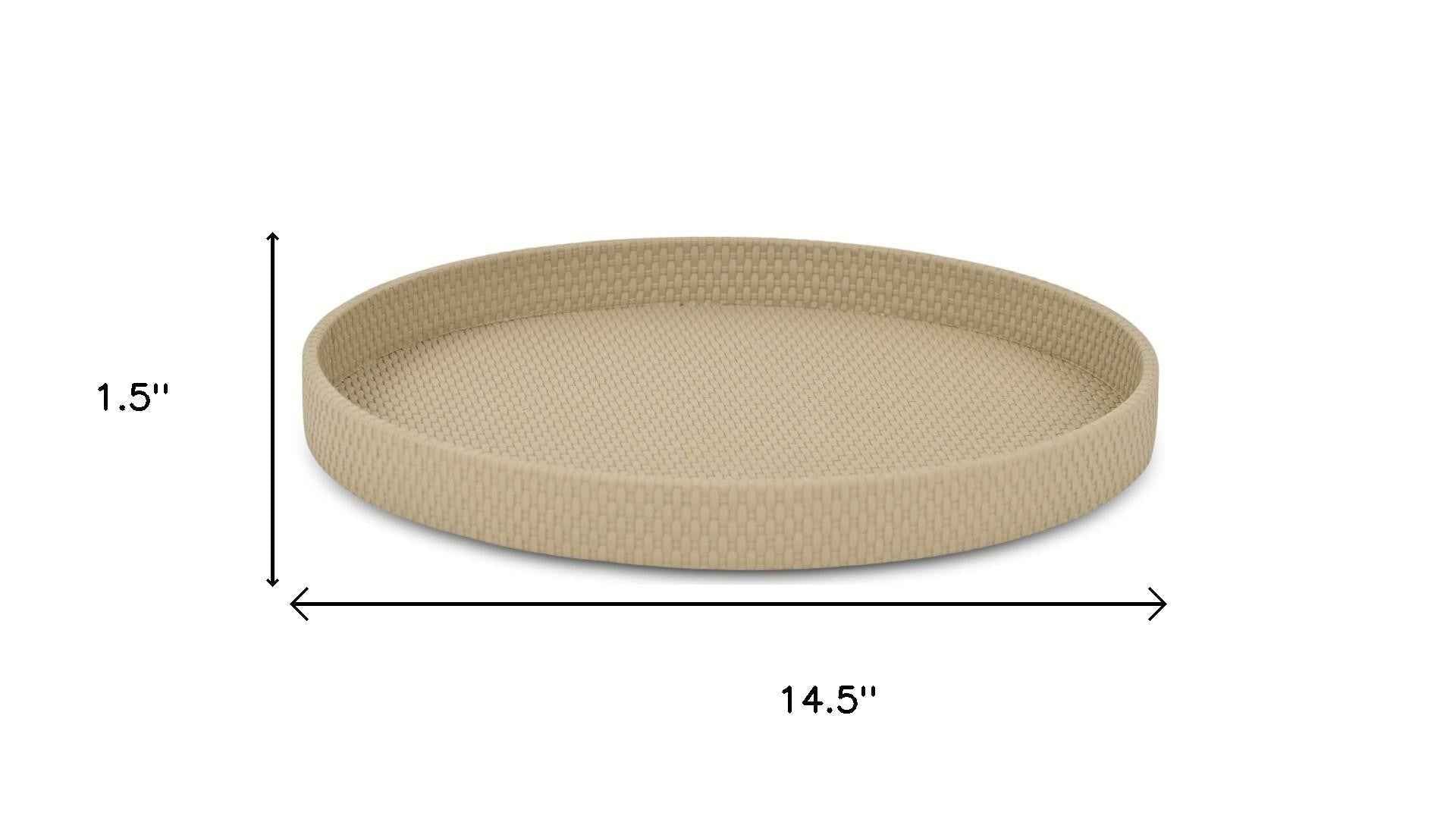 15" Taupe Handmade Round Serving Tray