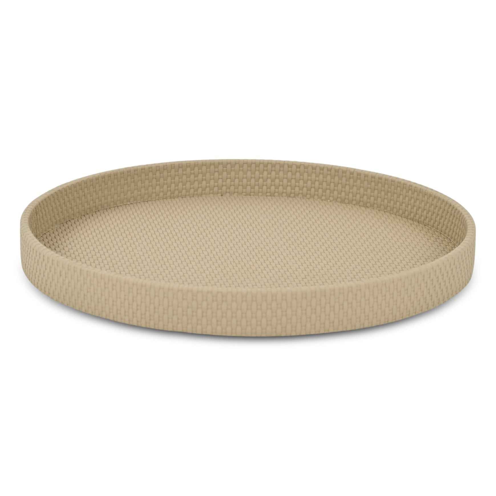 15" Taupe Handmade Round Serving Tray