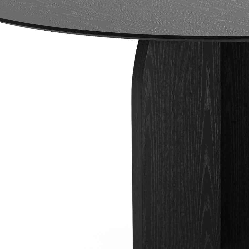 58" Black Solid Wood Pedestal Base Round Top Dining Table