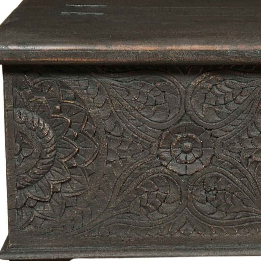 49" Black Solid Wood Distressed Lift Top Coffee Table