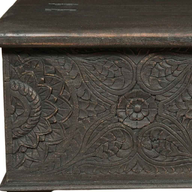 49" Black Solid Wood Distressed Lift Top Coffee Table