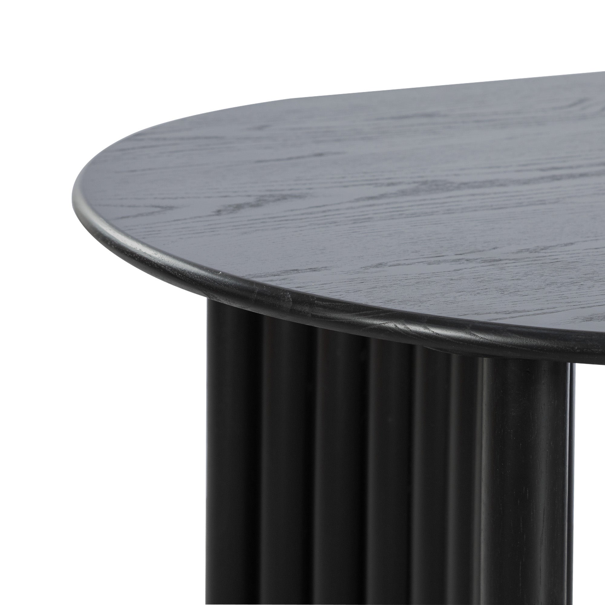 66" Black Solid Wood Double Pedestal Base Oval Dining Table