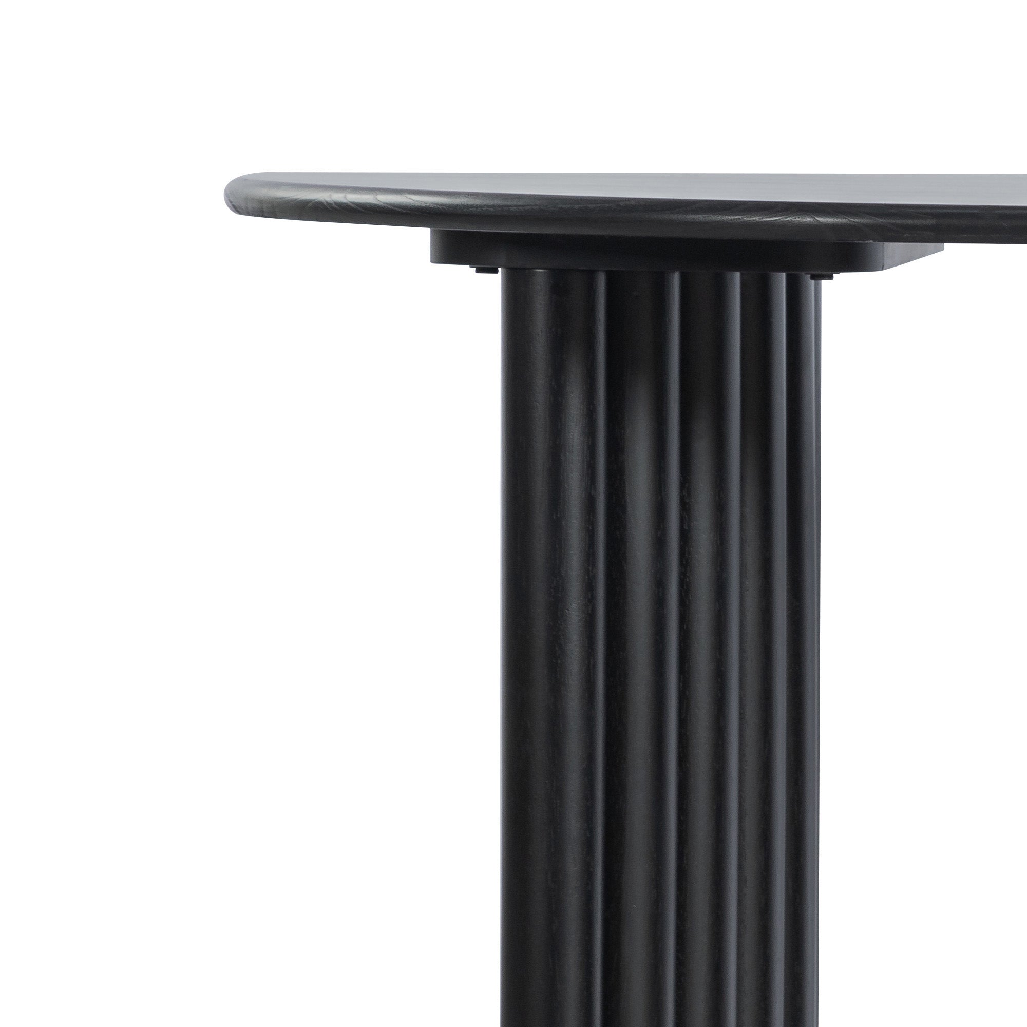 66" Black Solid Wood Double Pedestal Base Oval Dining Table