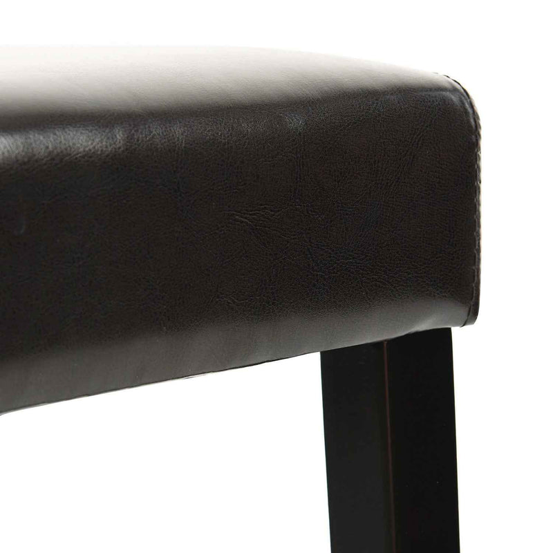 Set of Two 28" Brown and Black Faux Leather and Steel Bar Height Bar Chairs