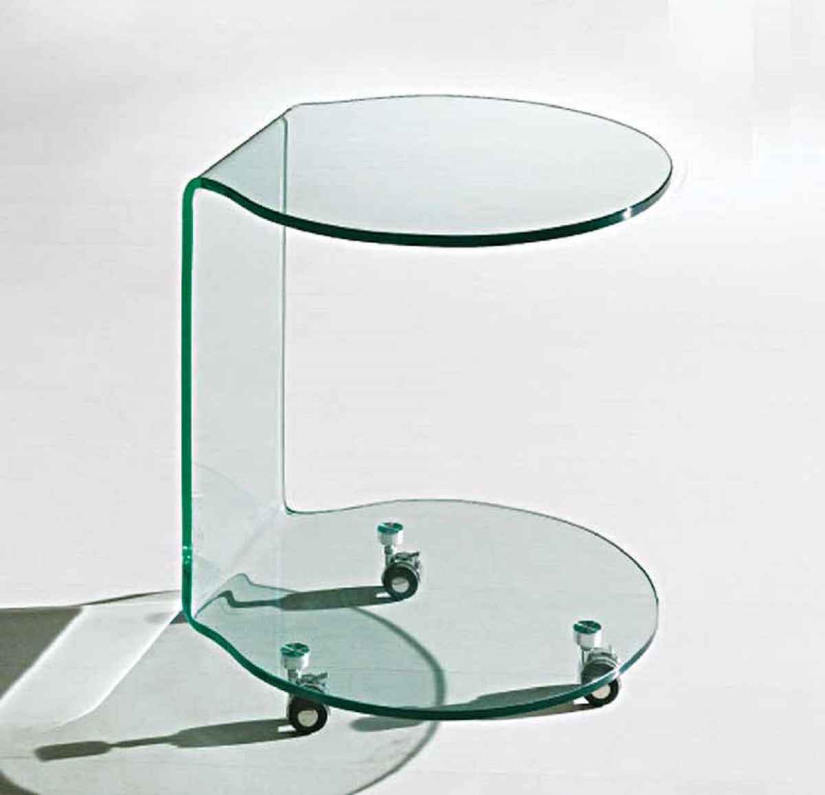 24" Clear Glass Round End Table With Shelf