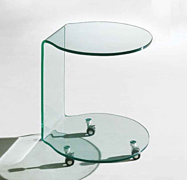24" Clear Glass Round End Table With Shelf