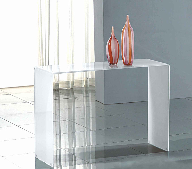 16" White Glass Block Console Table