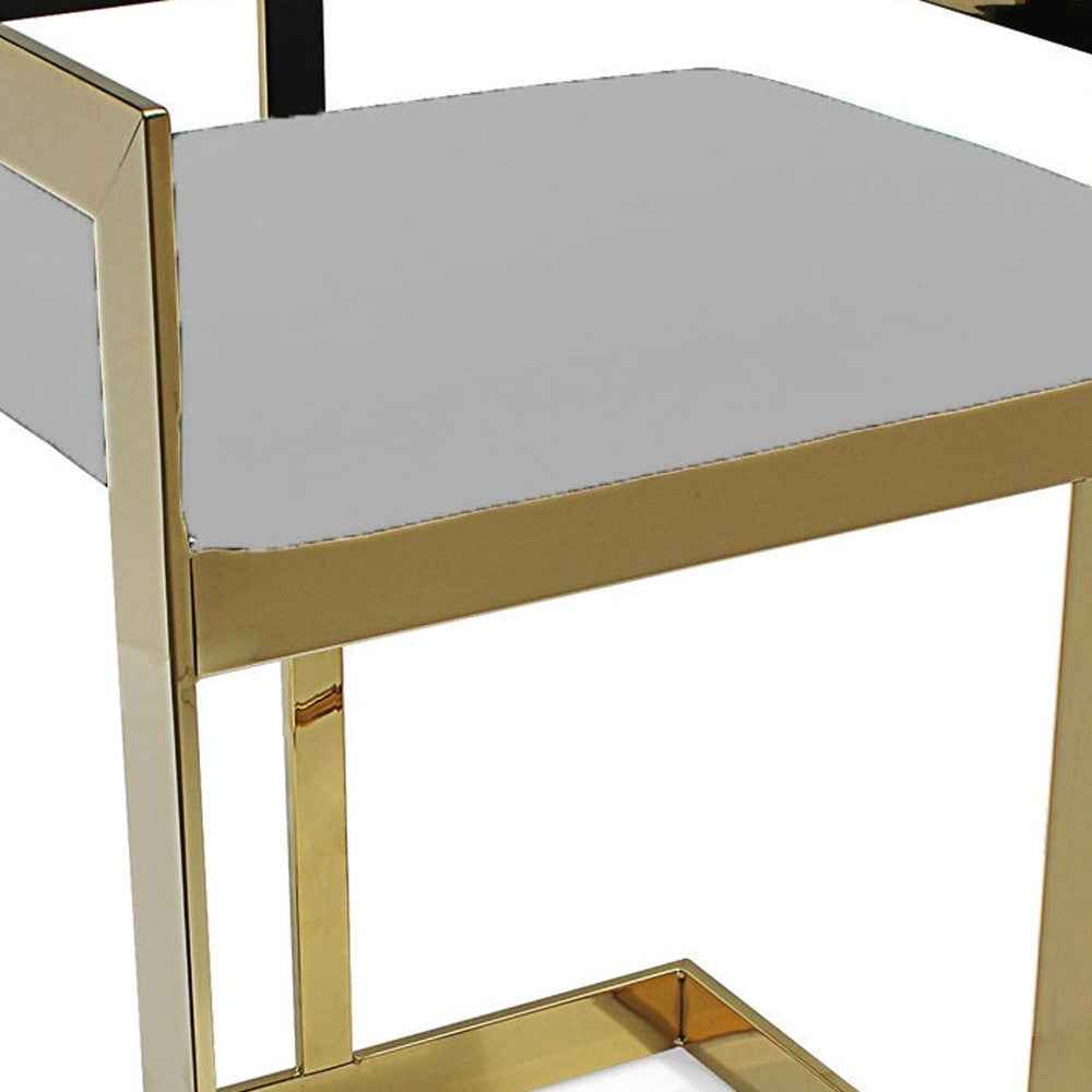 30" Gray and Gold Velvet and Metal Low Back Bar Height Bar Chair