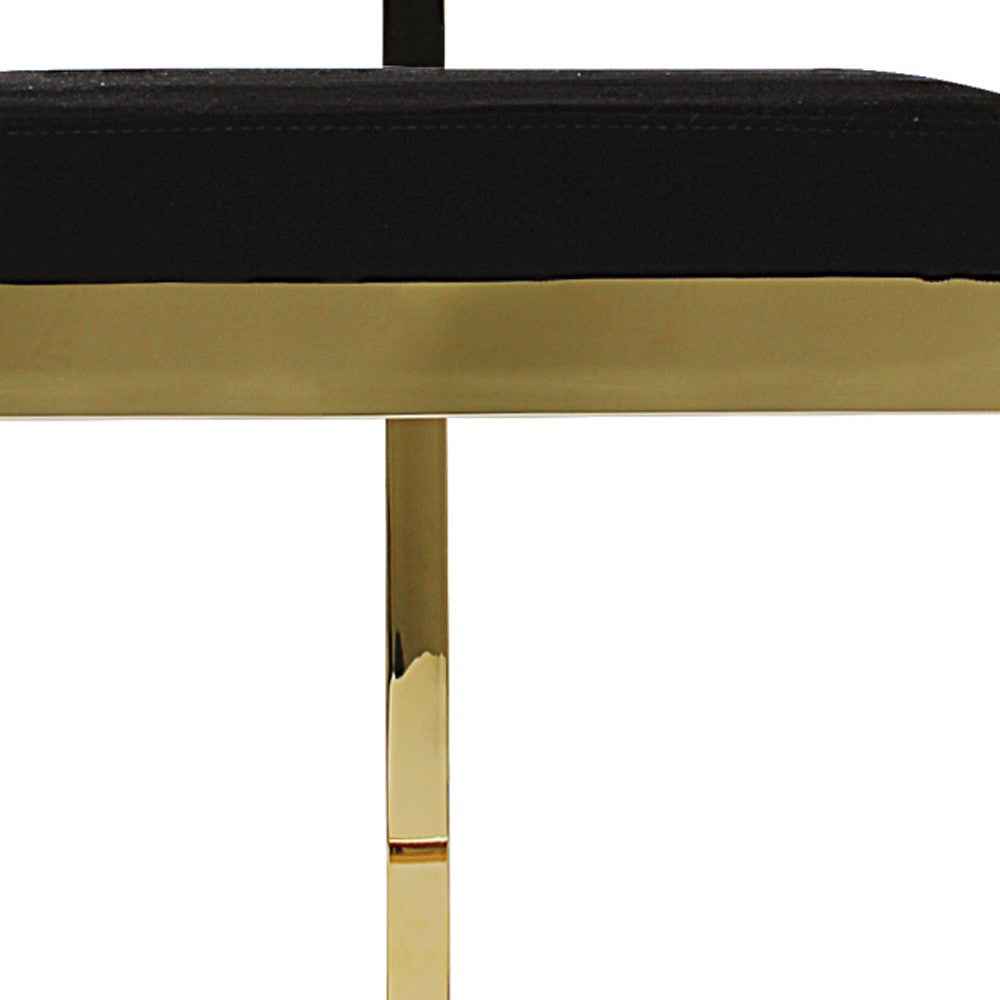 26" Black and Gold Velvet and Metal Low Back Counter Height Bar Chair