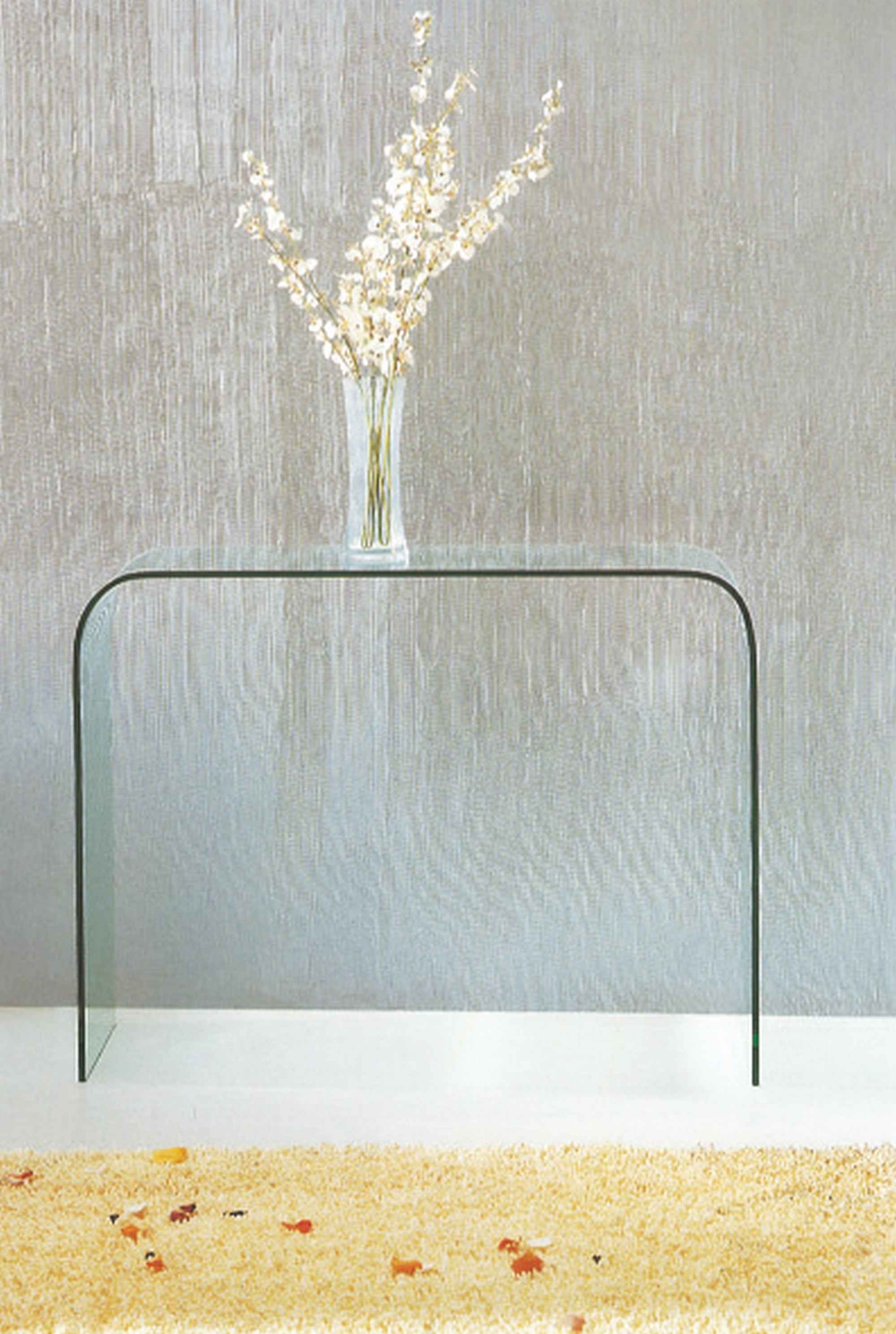 16" Clear Glass Block Console Table