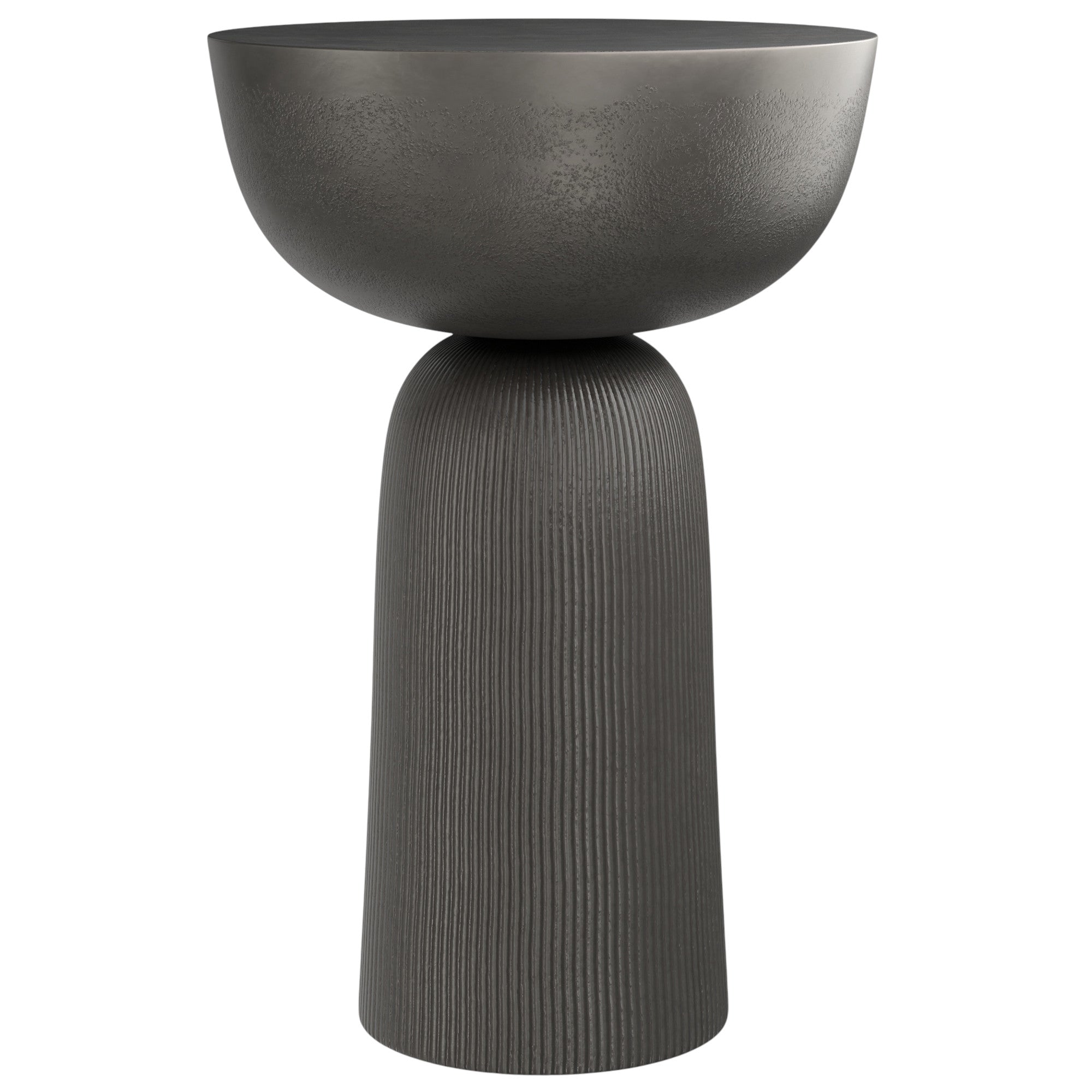 21" Matte Black Aluminum Round Pedestal End Table - Living Room
