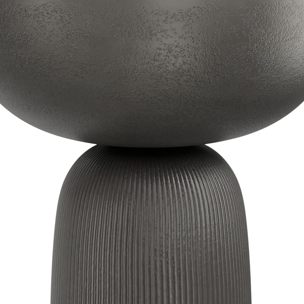 21" Matte Black Aluminum Round Pedestal End Table - Living Room