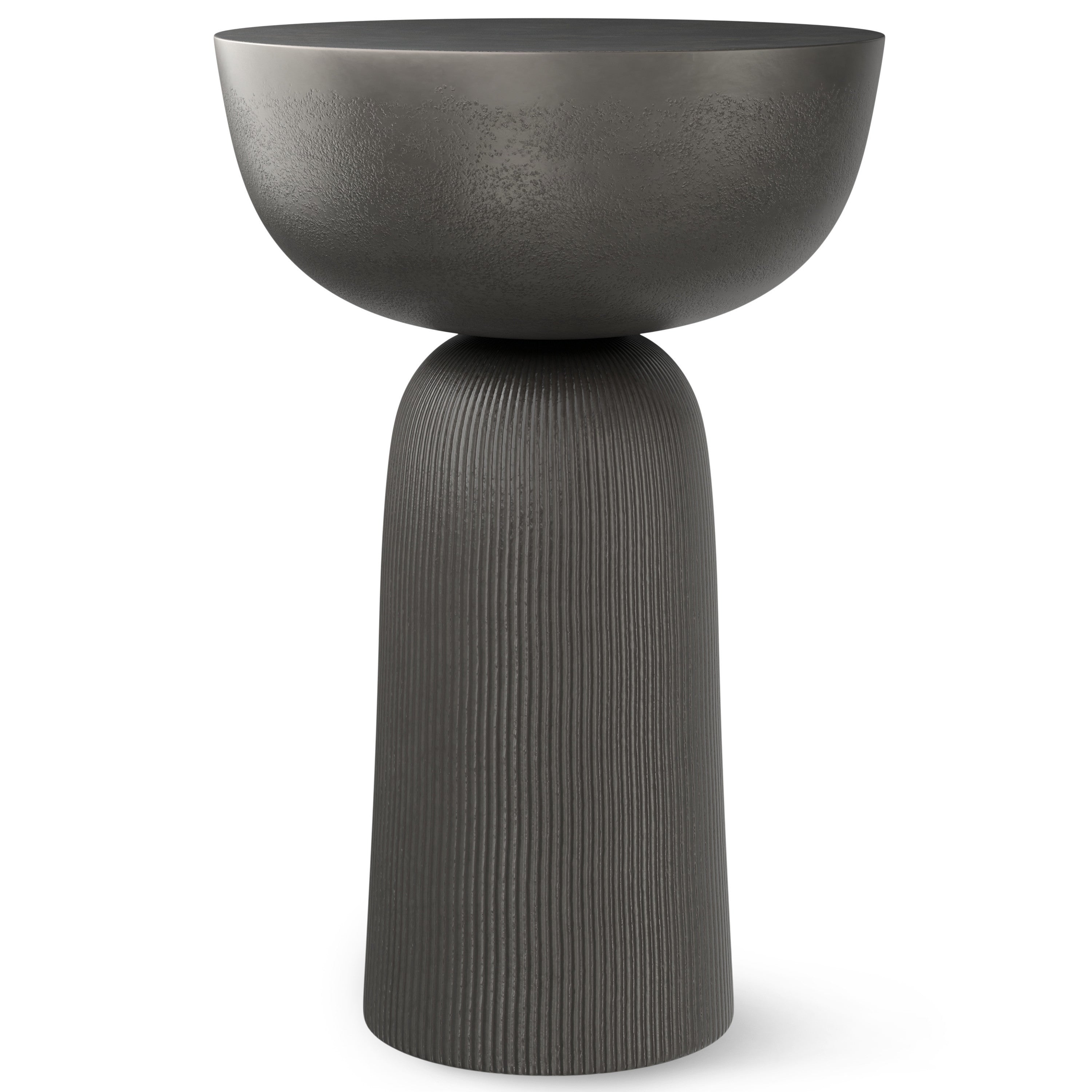 21" Matte Black Aluminum Round Pedestal End Table - Living Room