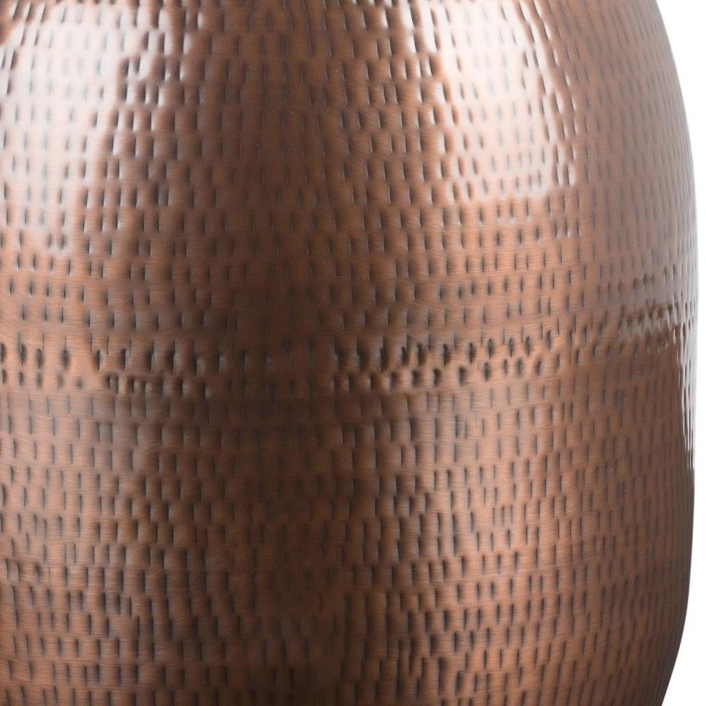 21" Hammered Copper Distressed Iron Round Drum End Table - Living Room