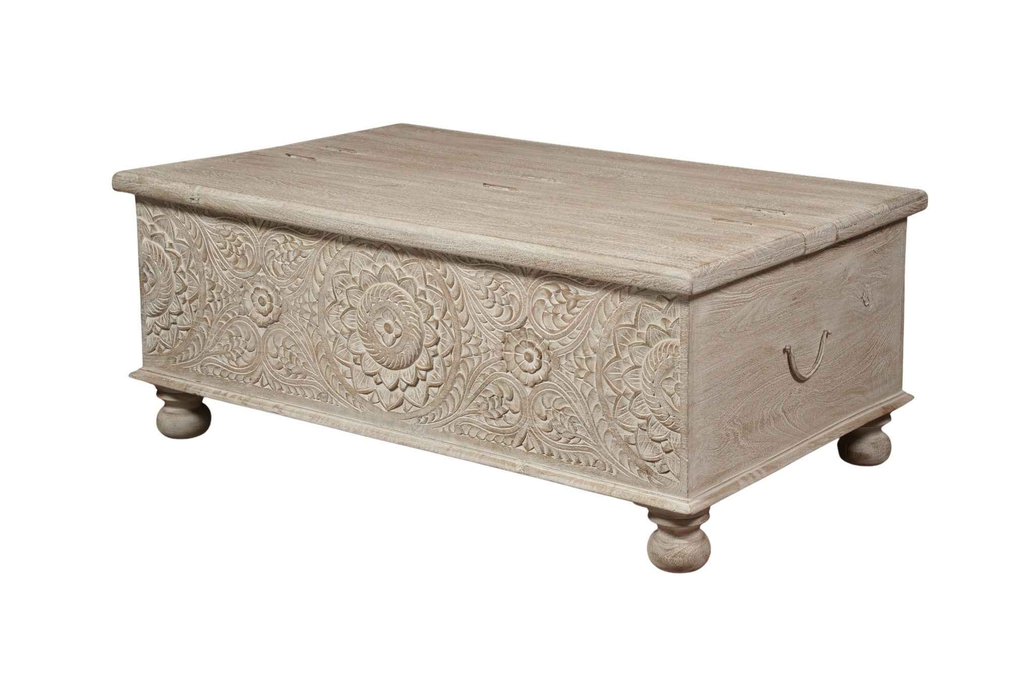 49" Natural Solid Wood Distressed Lift Top Coffee Table
