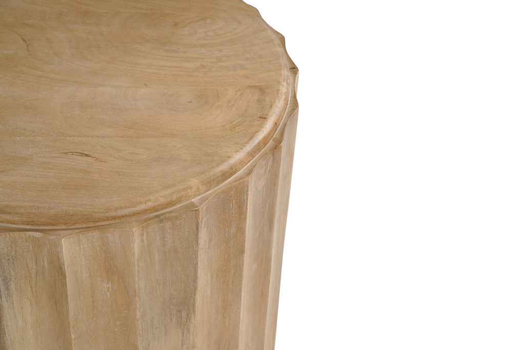 23" Brown Solid Wood Round Block End Table