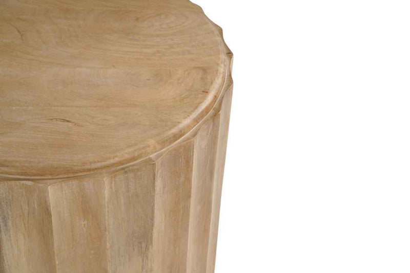 23" Brown Solid Wood Round Block End Table