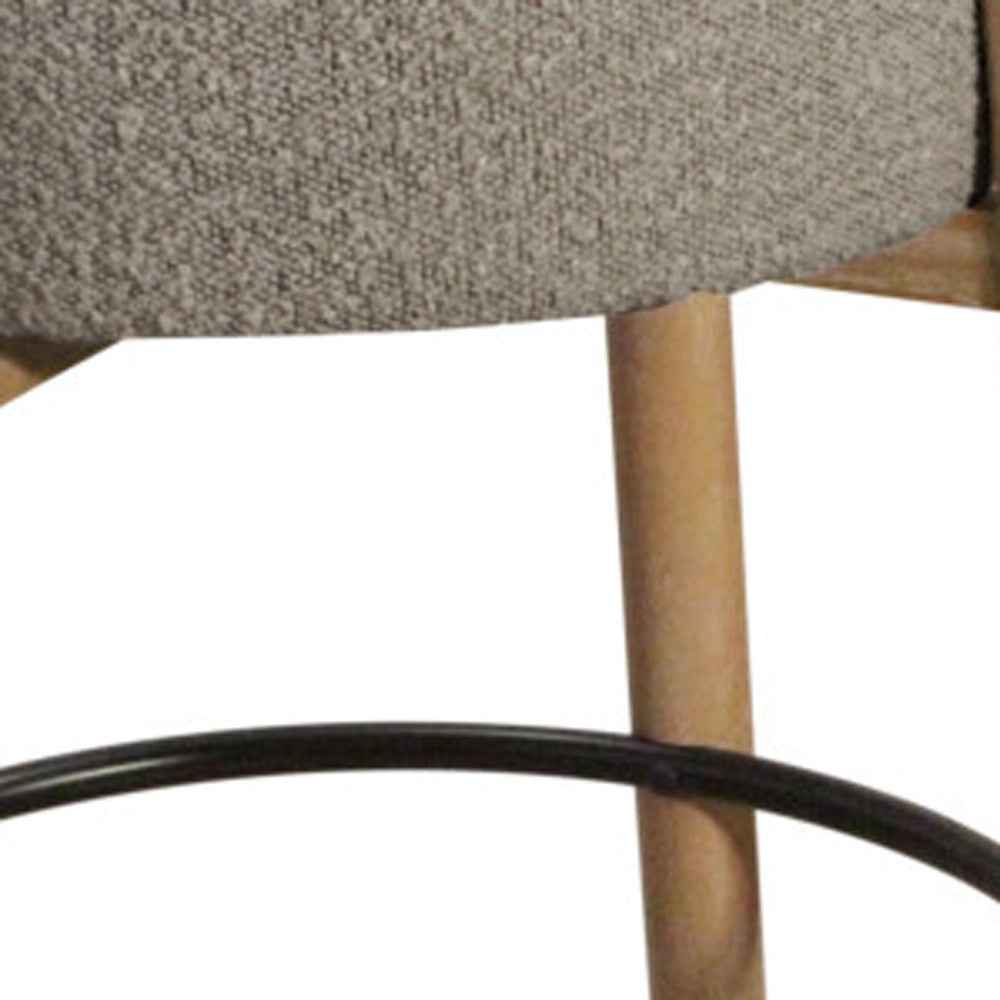 Set of Two Gray and Natural Fabric and Solid Wood Backless Bar Height Bar Chairs