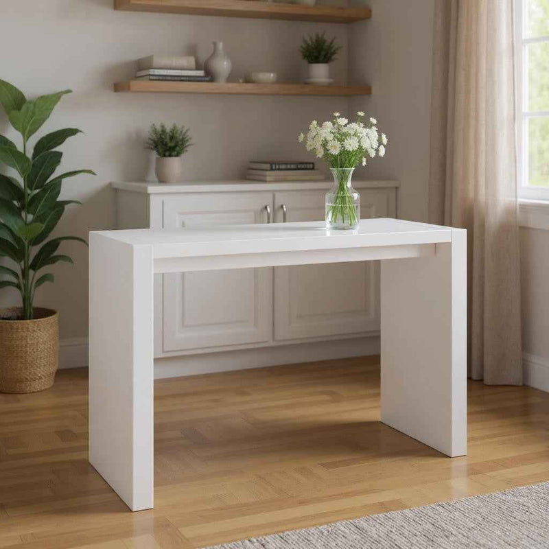 60" White Wood Rectangular Bar Table
