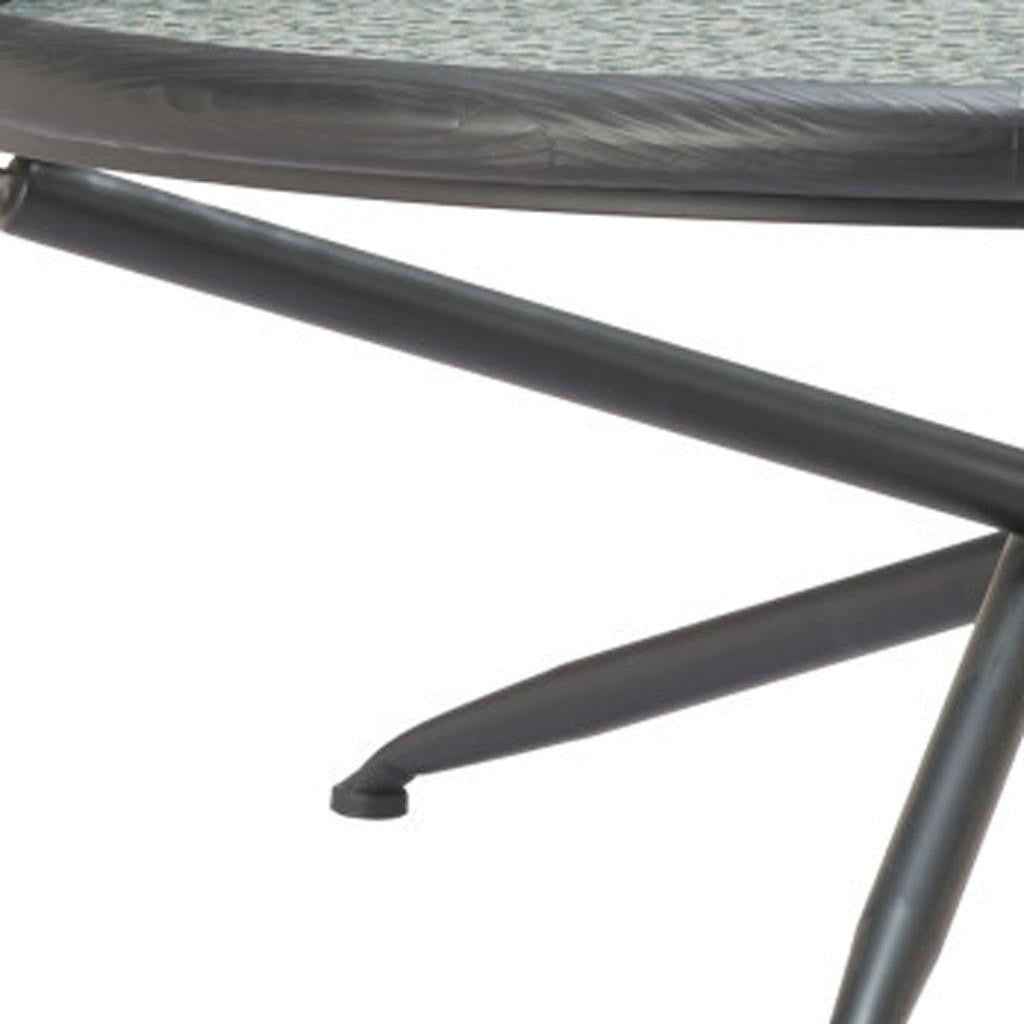 40" Black Glass and Solid Wood Round Sled Coffee Table