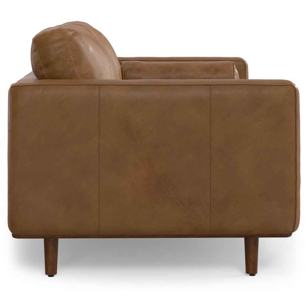 72" Brown Leather Sofa