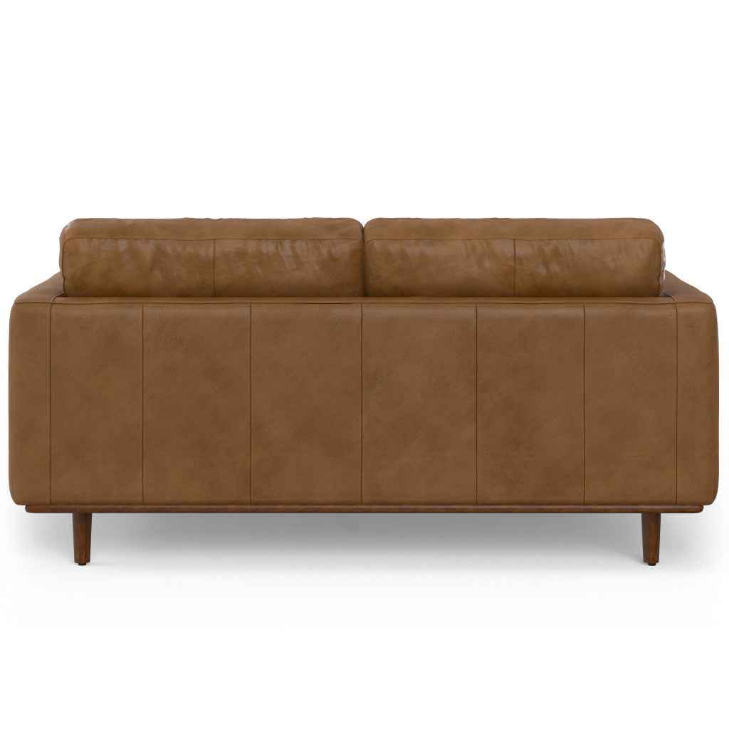 72" Brown Leather Sofa