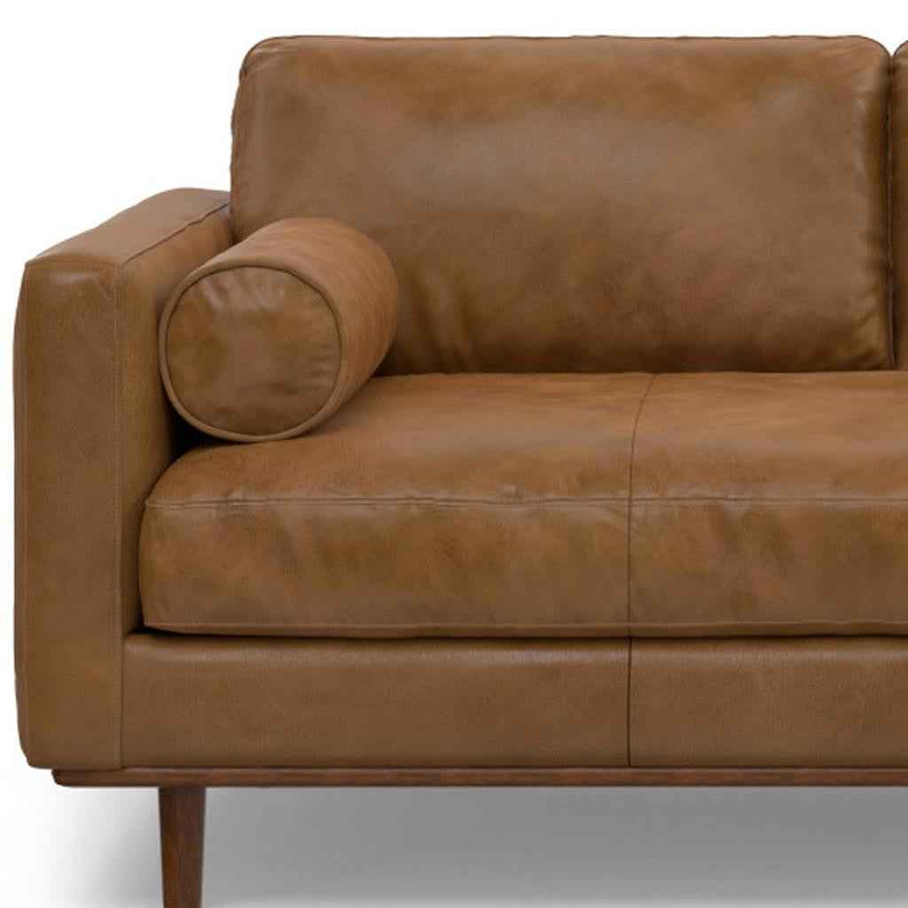 72" Brown Leather Sofa