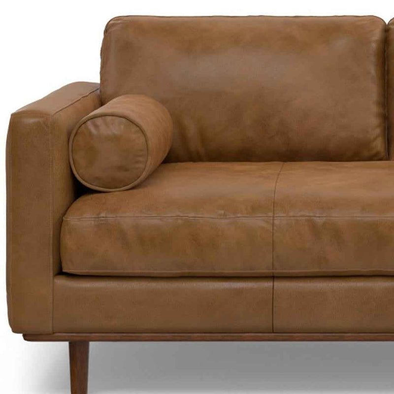 72" Brown Leather Sofa