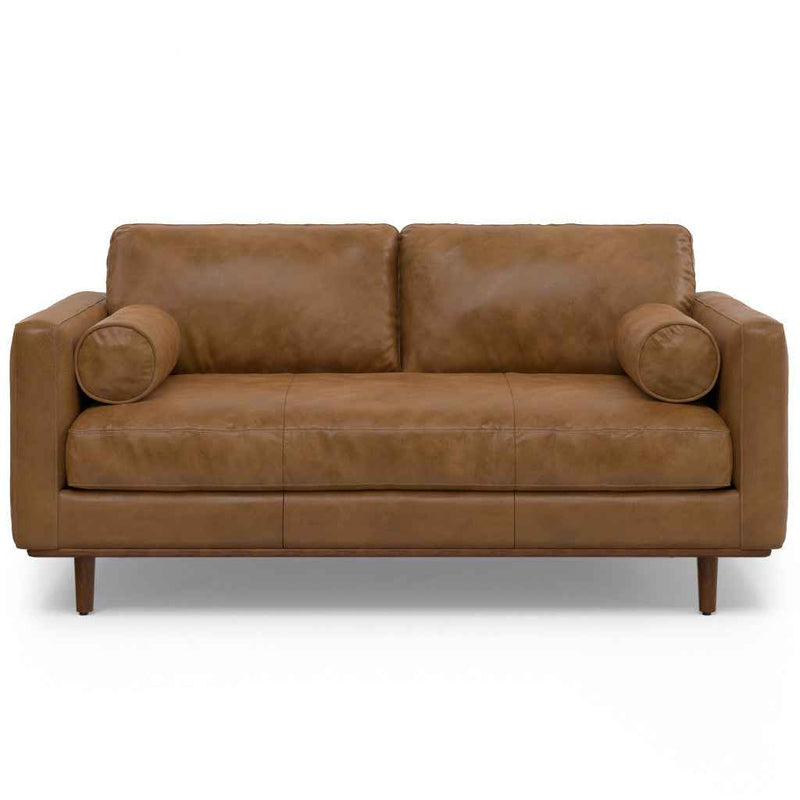 72" Brown Leather Sofa
