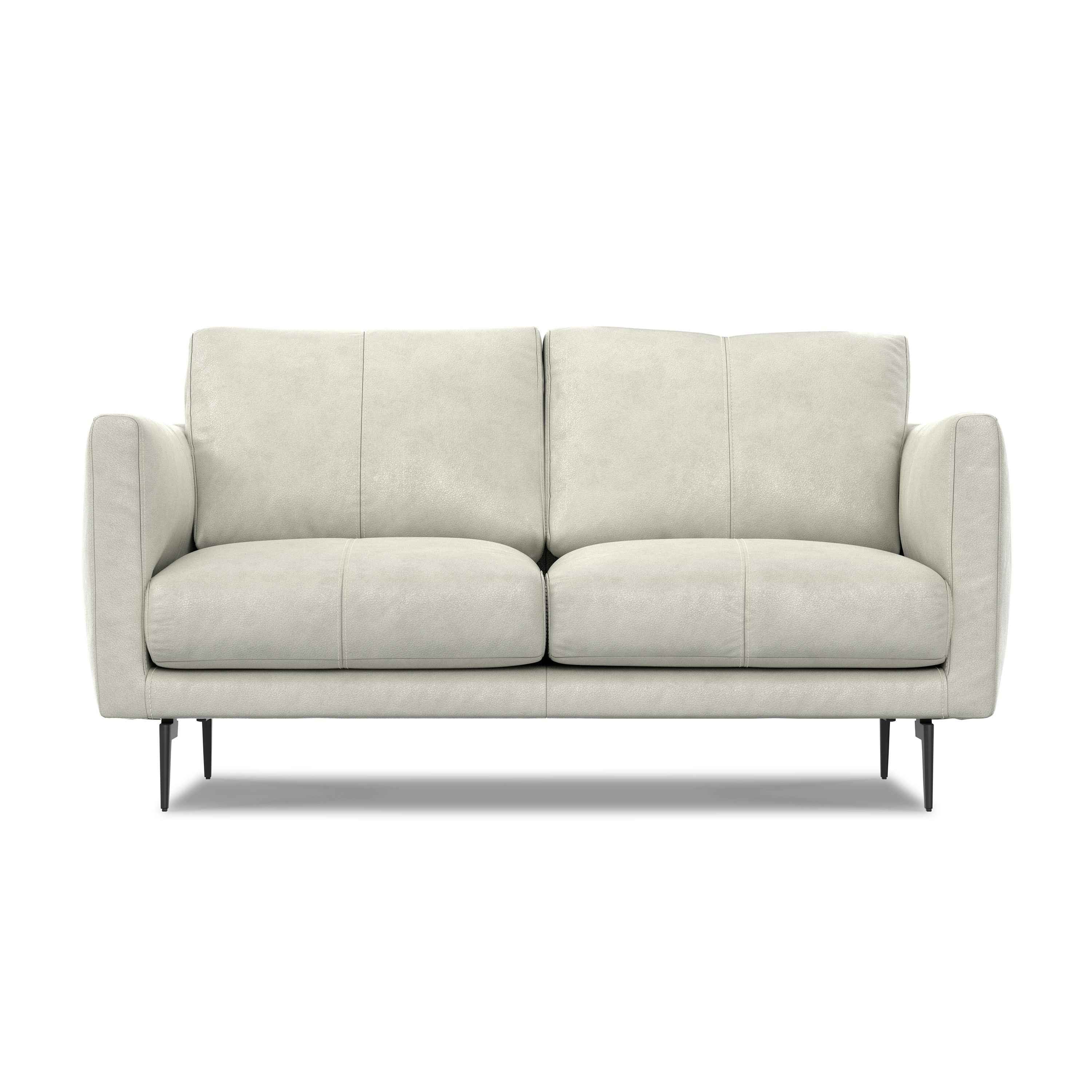 60" Gray Leather Sofa With Black Legs
