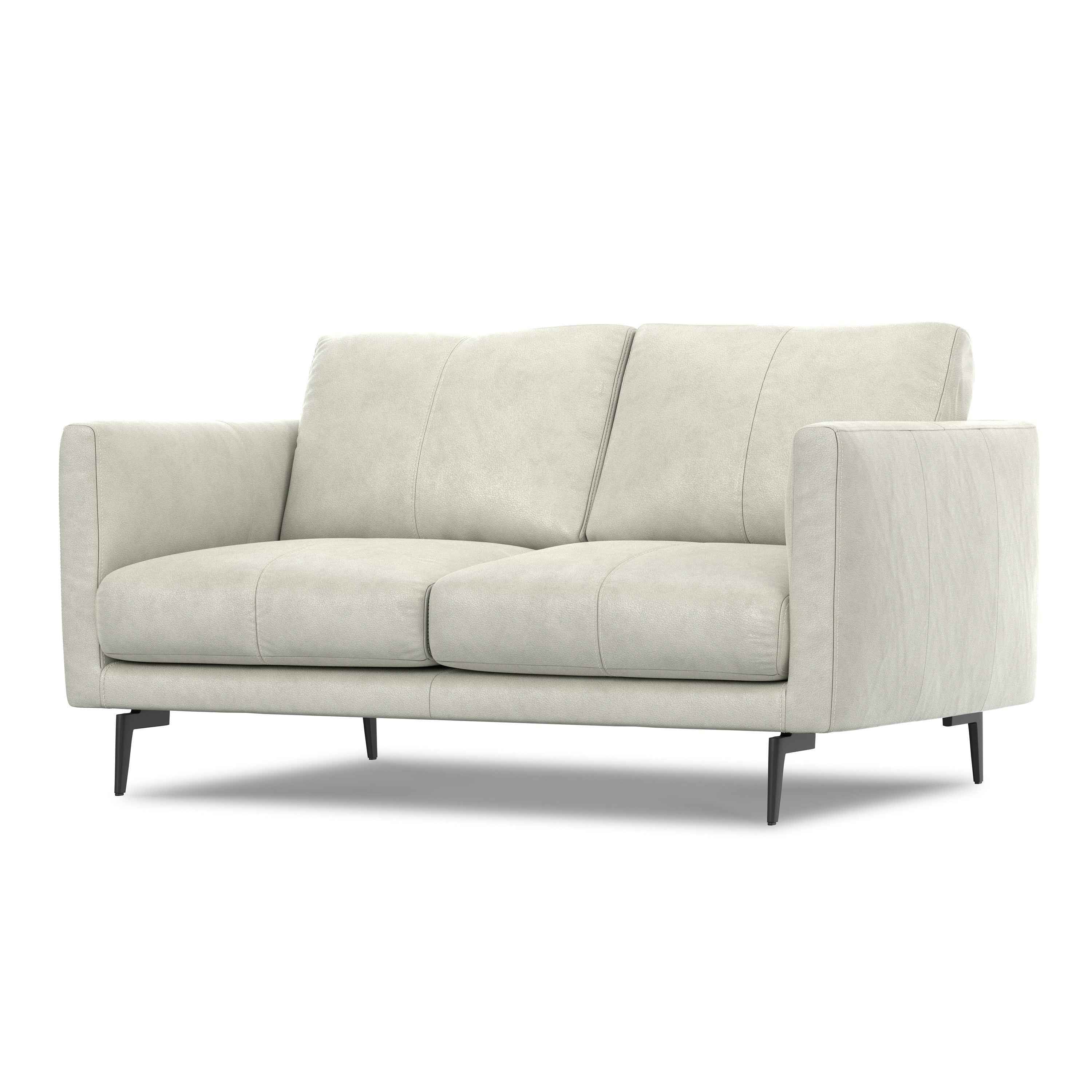 60" Gray Leather Sofa With Black Legs