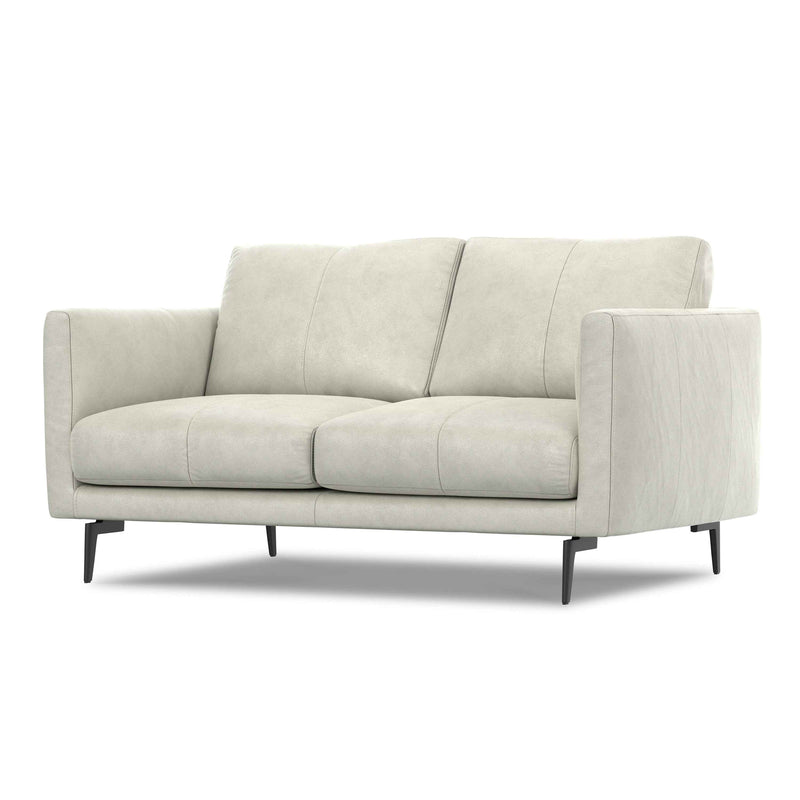 60" Gray Leather Sofa With Black Legs