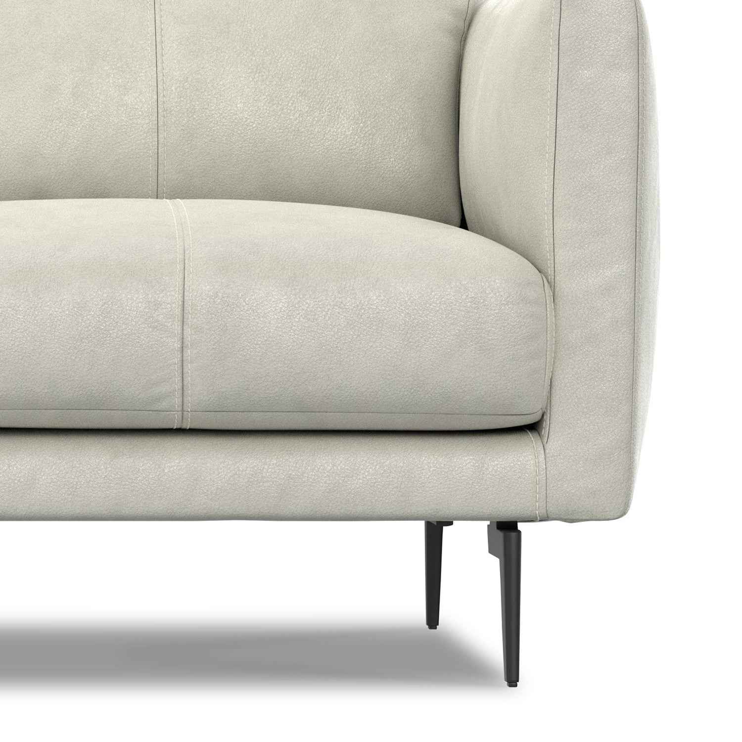 60" Gray Leather Sofa With Black Legs