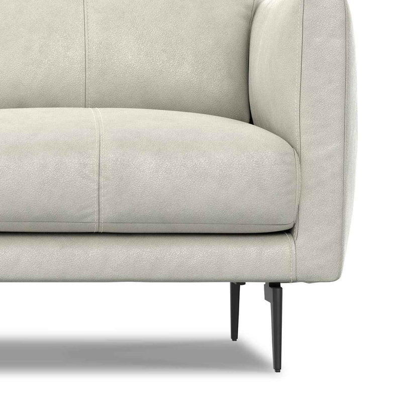 60" Gray Leather Sofa With Black Legs