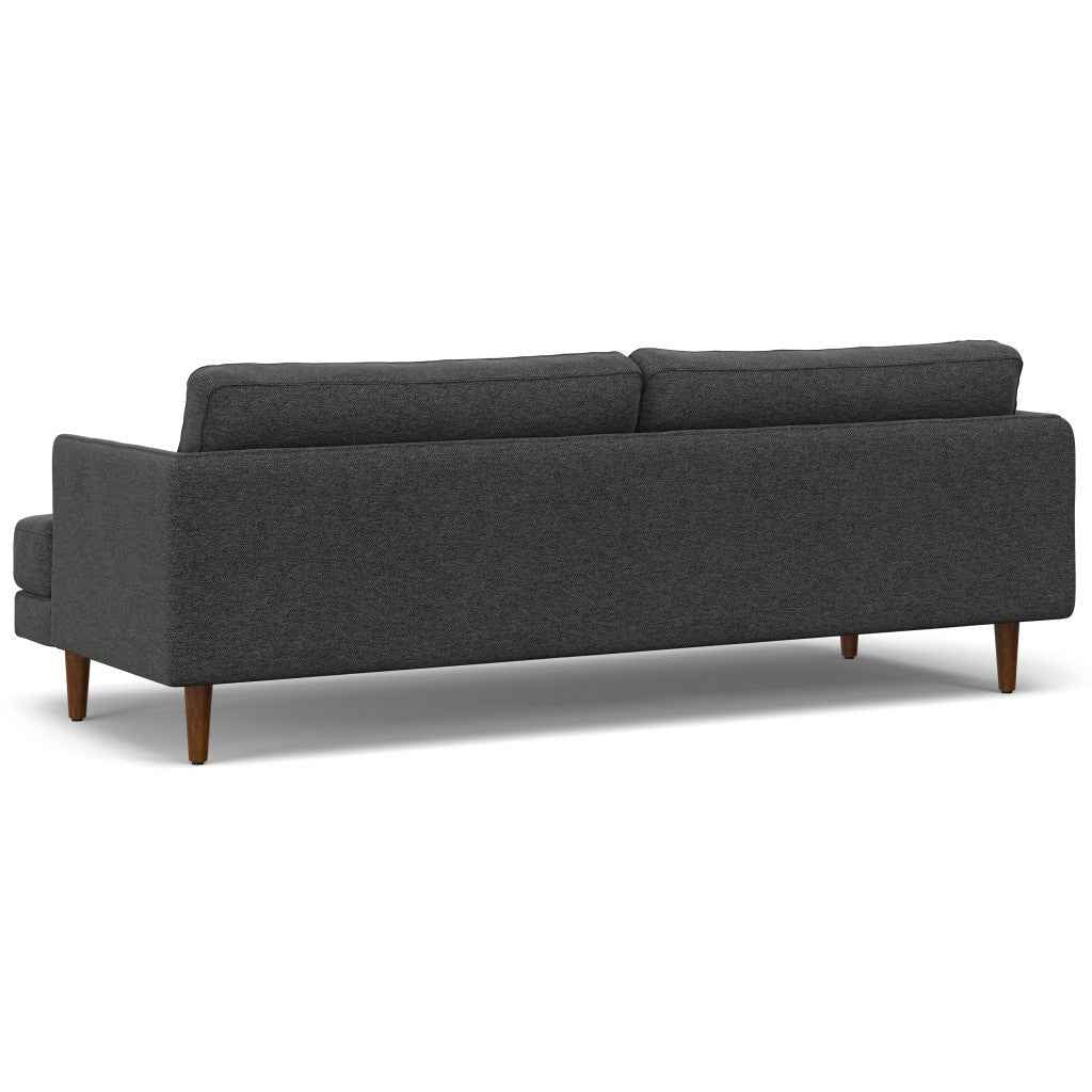 90" Gray Fabric Sofa With Brown Legs