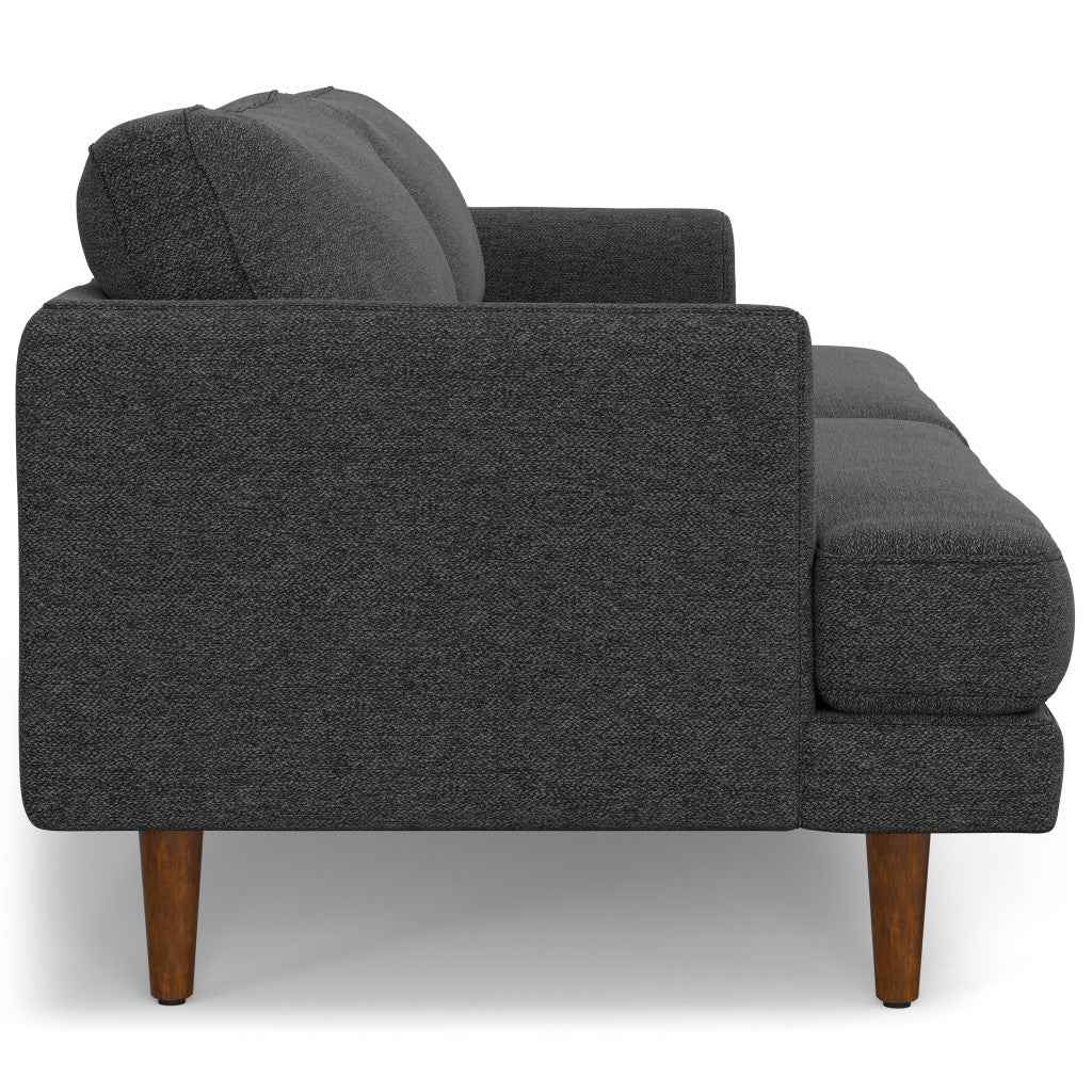 90" Gray Fabric Sofa With Brown Legs