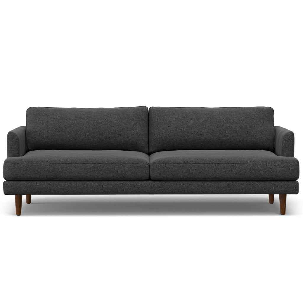 90" Gray Fabric Sofa With Brown Legs