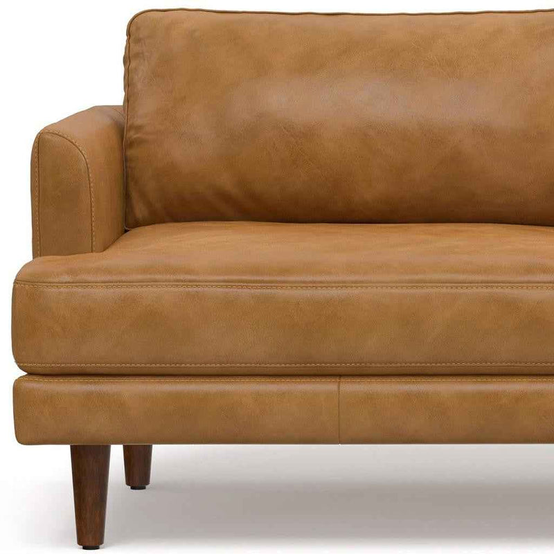 76" Sienna Leather Sofa With Brown Legs