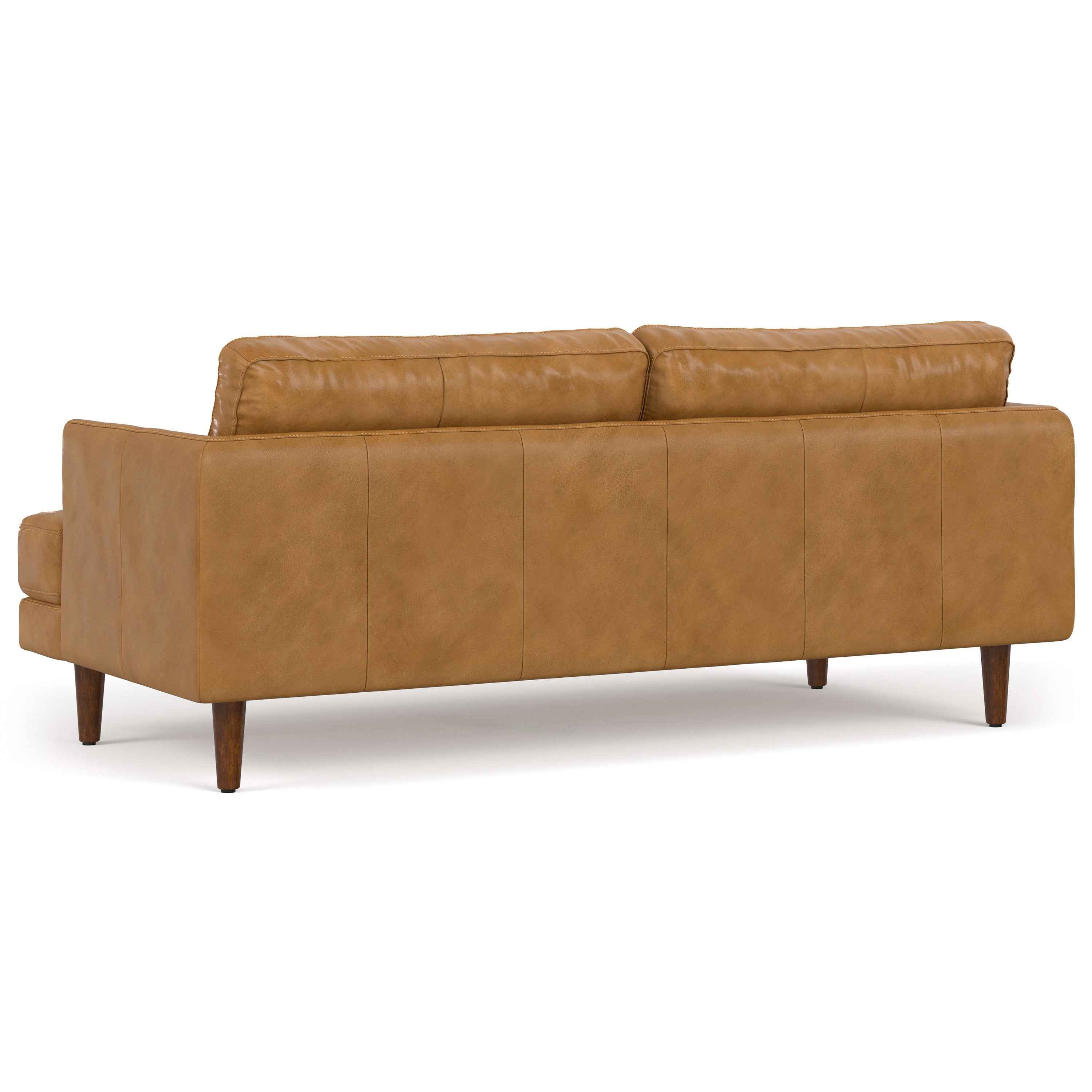 76" Sienna Leather Sofa With Brown Legs